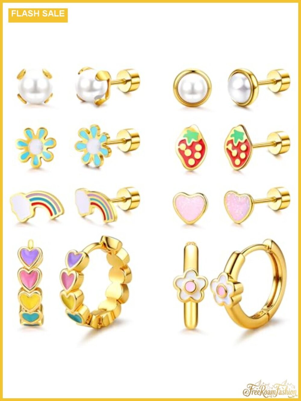 Hypoallergenic Earrings Set for Women 316L Surgical Steel 8 Pairs Huggie Hoops